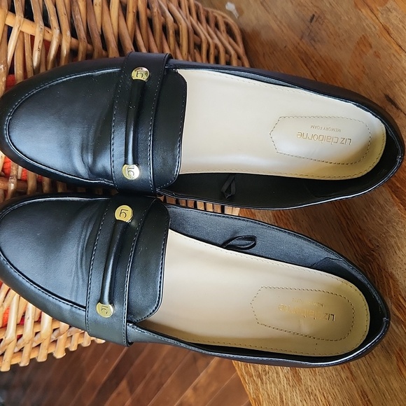 Liz Claiborne Trish Black Loafers Sleek Flats sz 9.5 Preppy Minimalist - Picture 5 of 13
